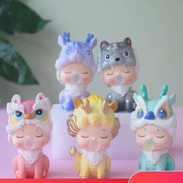 【Number 35】Baby Auspicious Animal Series Mistery PVC Doll 4 PCS A Set For Use 15 Years Old Or Above
